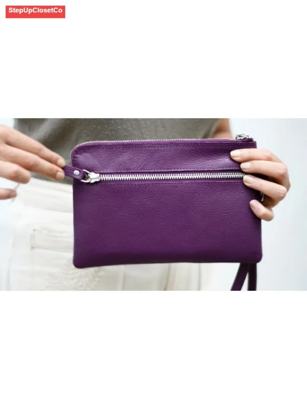 Genuine Top Grain Leather Wristlet Wallet with Cell Phone Slot